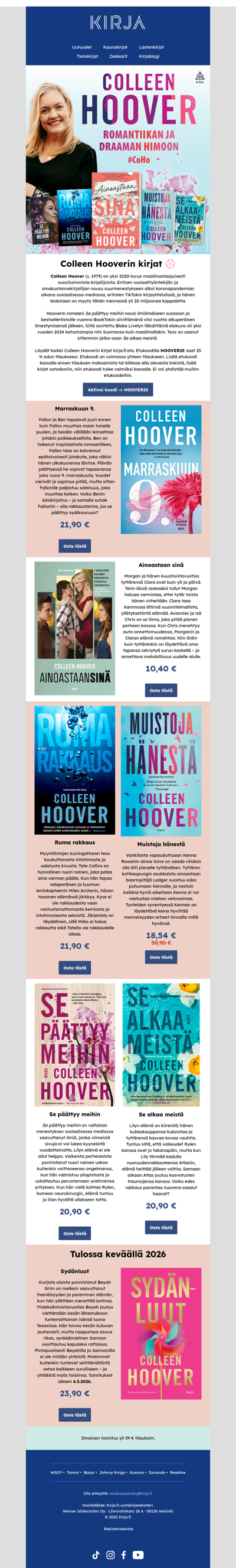 💮Tilaa Colleen Hoover -kirjat -hyödynnä 25 % etukoodi. 💮
