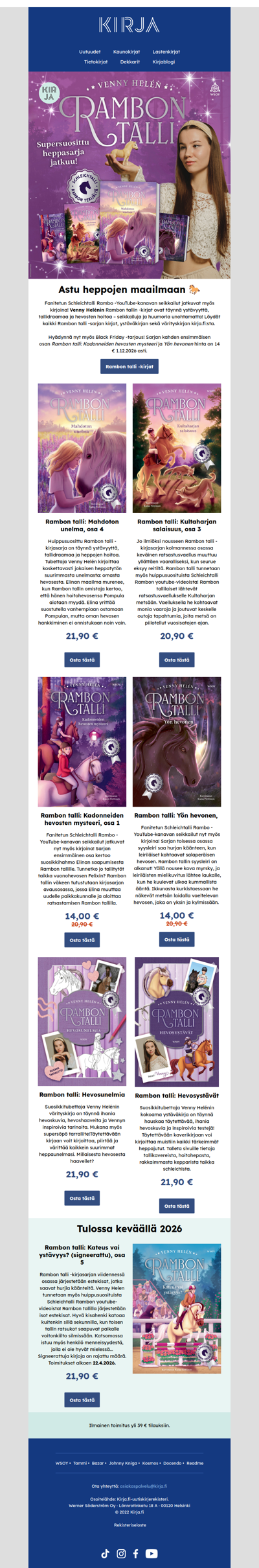 🐎Tilaa suositut Rambon talli -kirjat kirja.fi:sta 🐎