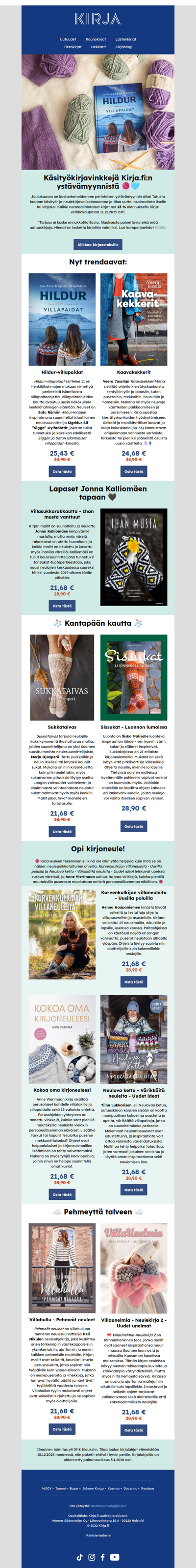 ❤️Normaalihintaiset käsityökirjat -25 %. Ystävämyynti Kirja.fi:ssa 11.12. asti 📚