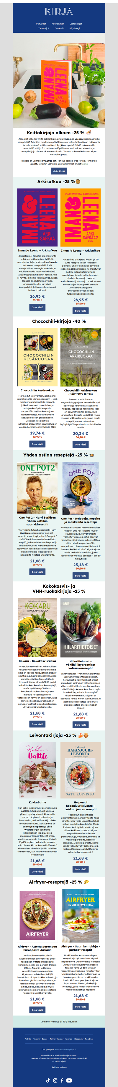 📚 Keittokirjoja alkaen -25 % 🥘Talviale jatkuu vielä 9.2. asti.