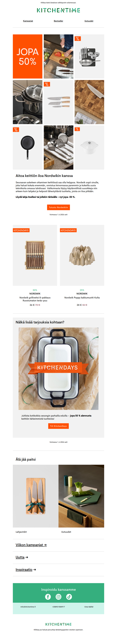 Jopa 50 % aitoa keittiön iloa