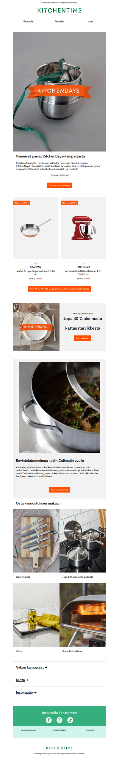 Kiirehdi! Viimeinen viikko KitchenDays-tarjouksia!