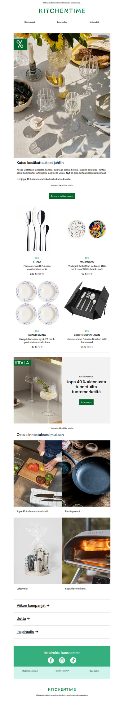Katso kesäkattaukset jopa 40 % alennuksella