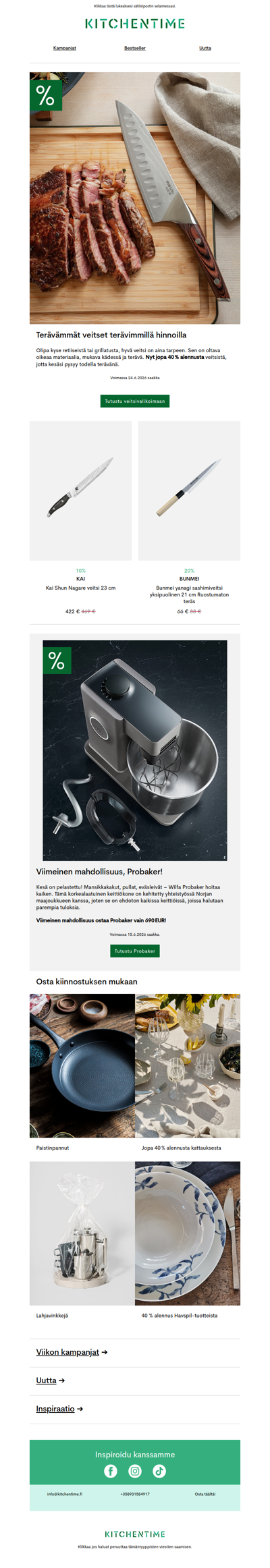 Todella terävä kamppanja veitsiin ja veitsenteroittimiin