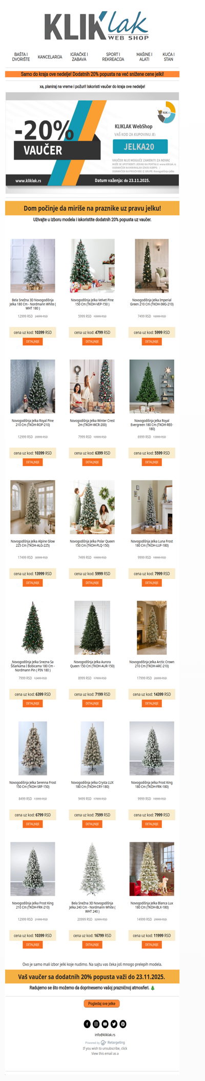 Dobili ste praznični poklon! Vaučer sa 20% popusta na jelke samo za vas!🎄