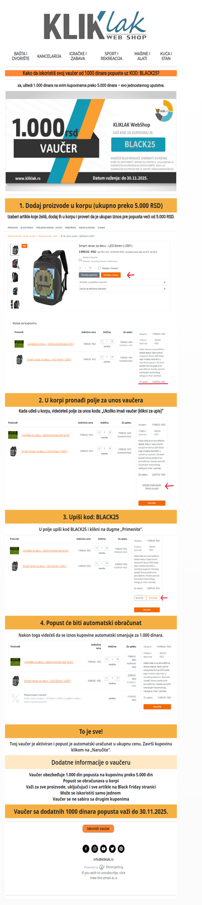 Korak po korak: Kako da iskoristiš 1.000 dinara popusta za Black Friday