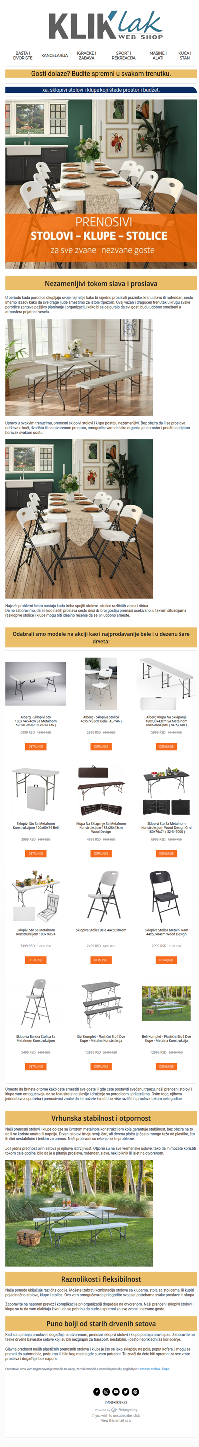 Spremni za sve goste: praktični prenosni stolovi i klupe!