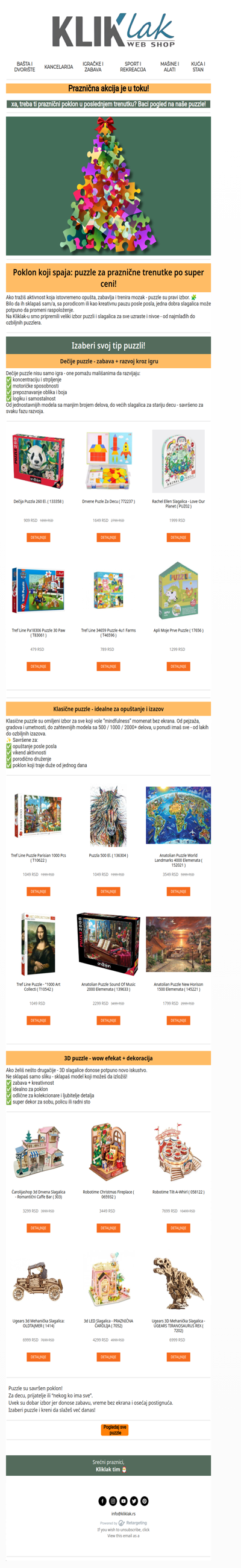 Savršen praznični poklon po super ceni - dečije, klasične i 3D puzzle!