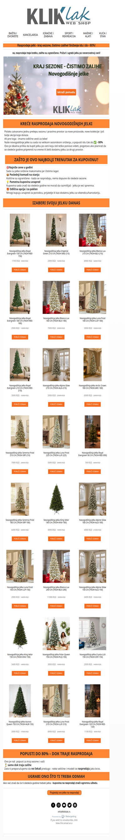 Poslednja šansa za kraj sezone: Novogodišnje jelke na rasprodaji do - 80%