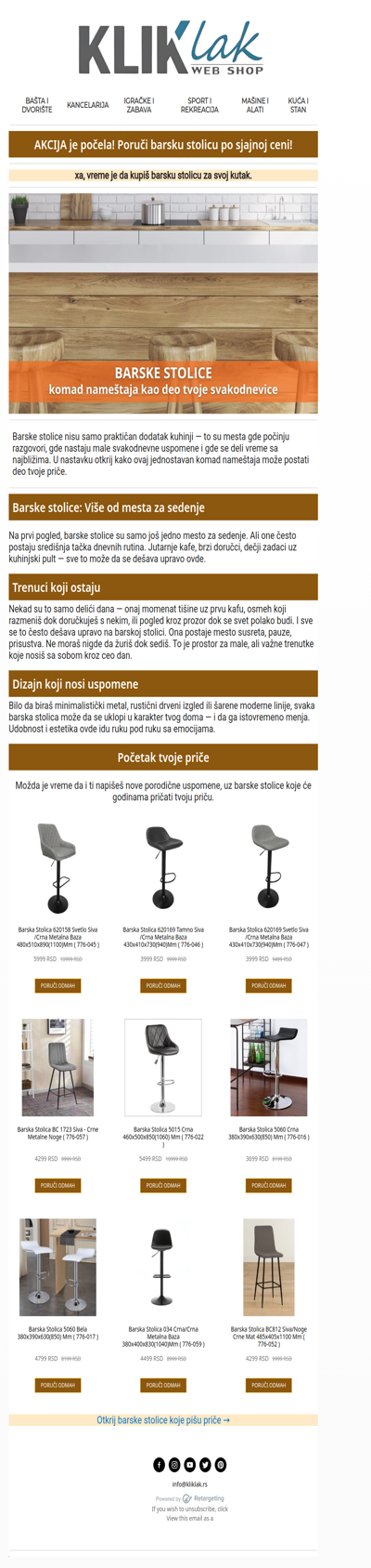 AKCIJA: Barske stolice koje menjaju tvoj prostor.