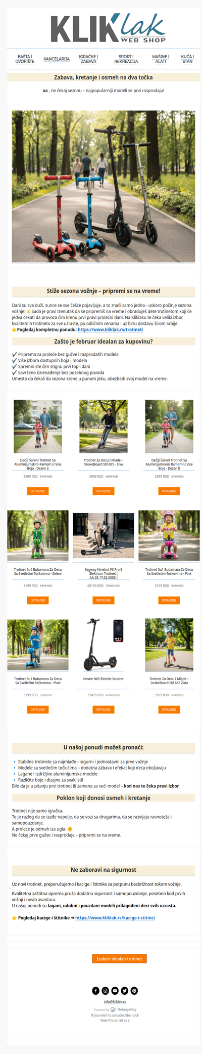 🌤️ Stižu sunčani dani – vreme je za novi trotinet! 🛴