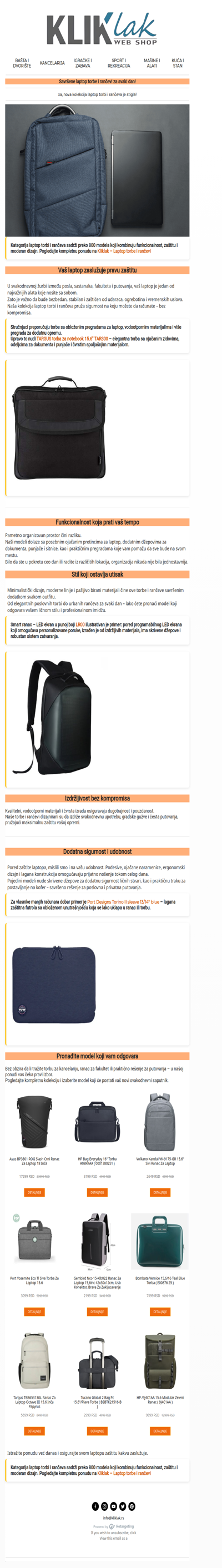 Akcija traje kratko: Laptop torbe i rančevi po specijalnoj ceni!