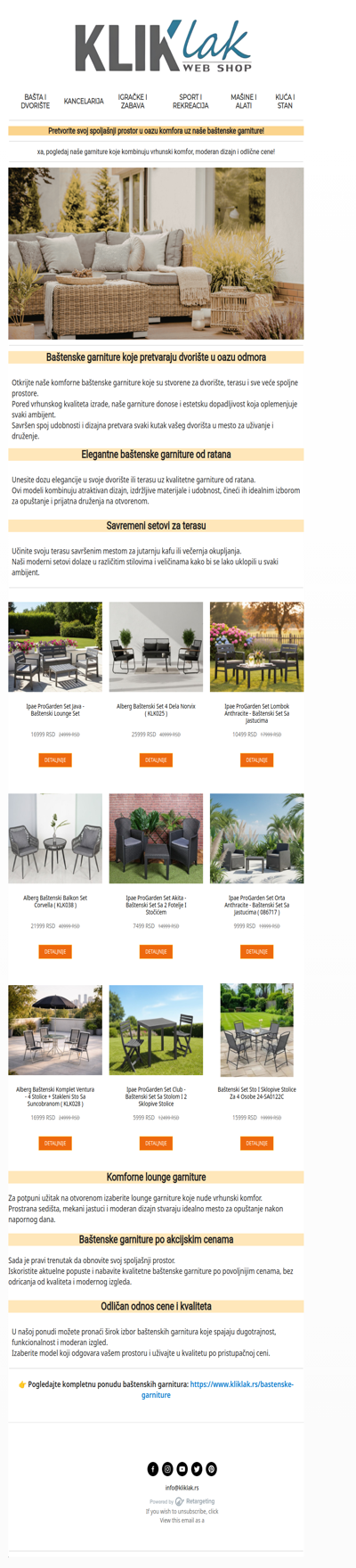 Pretvorite dvorište u oazu komfora – Baštenske garniture na akciji