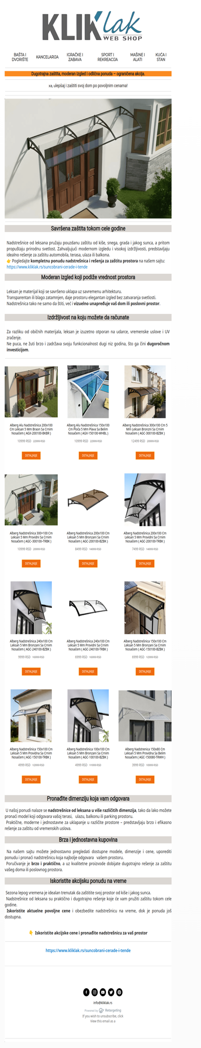 Velika akcija: nadstrešnice od leksana po super ceni