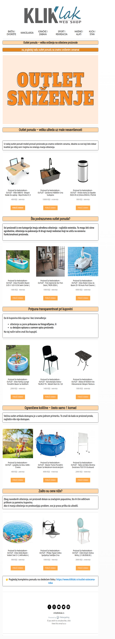 Velika sniženja na outlet artikle!