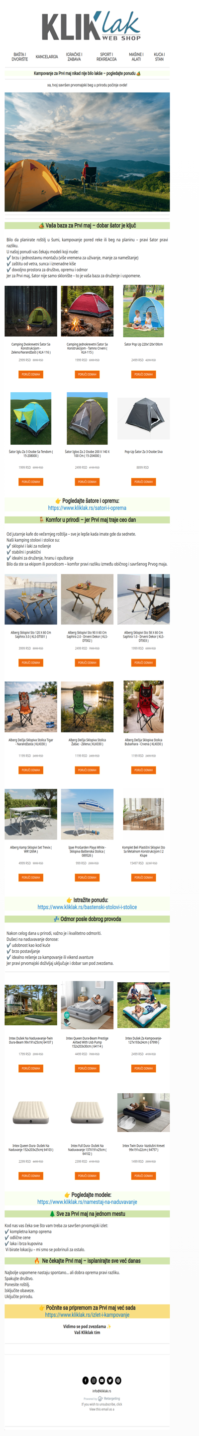 Prvi maj je pred vratima – da li ste spremni za kampovanje? 🌿🔥