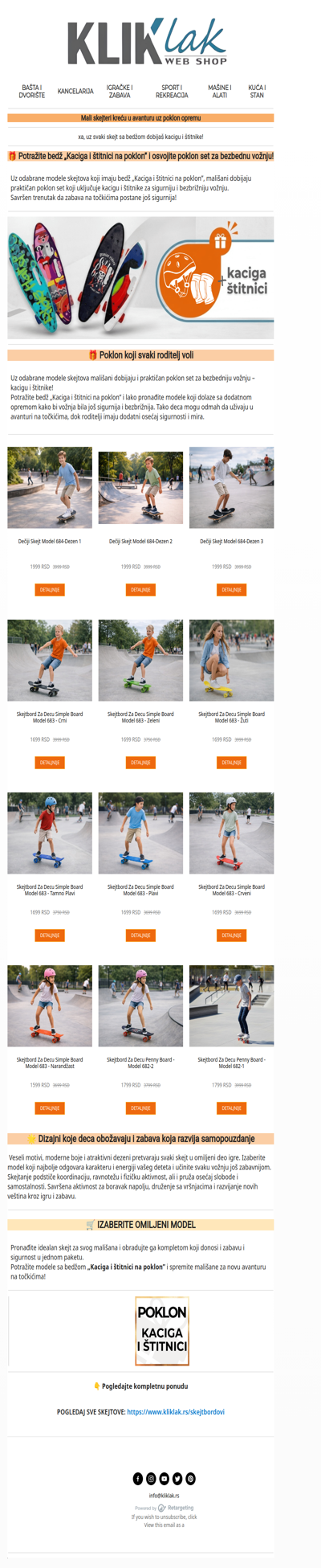 🛹SPECIJALNA AKCIJA: Uz odabrane skejtove kaciga i štitnici na poklon! 🎁