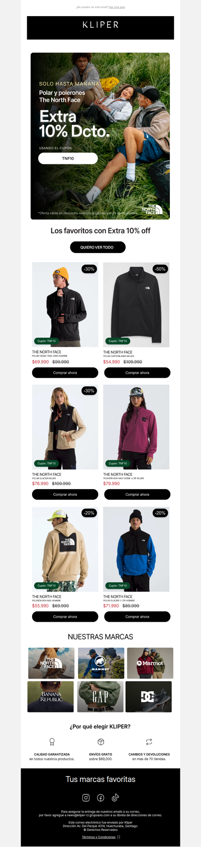 IMPERDIBLE 😱 The North Face: Extra 10% en polar y polerones