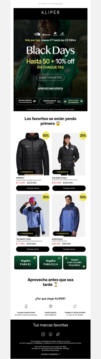 ⚡️ Hasta 50 + Extra 10% solo hoy en Chaquetas