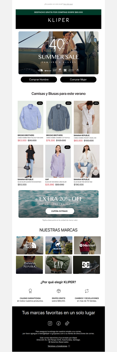 Camisas y blusas hasta 40% OFF