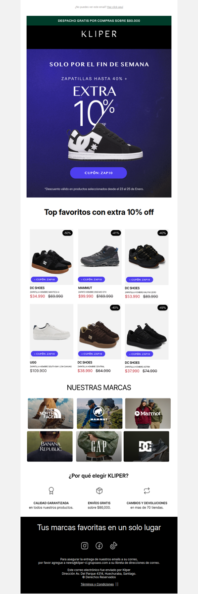 40% off en zapatillas + 10% extra solo para ti 🤩