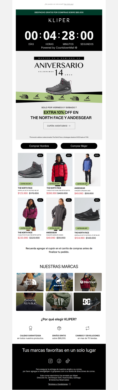⚡The North Face y Andesgear con Extra 10% off