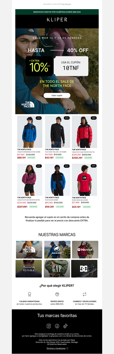 Si amas The North Face, este extra 10% es tuyo 💚