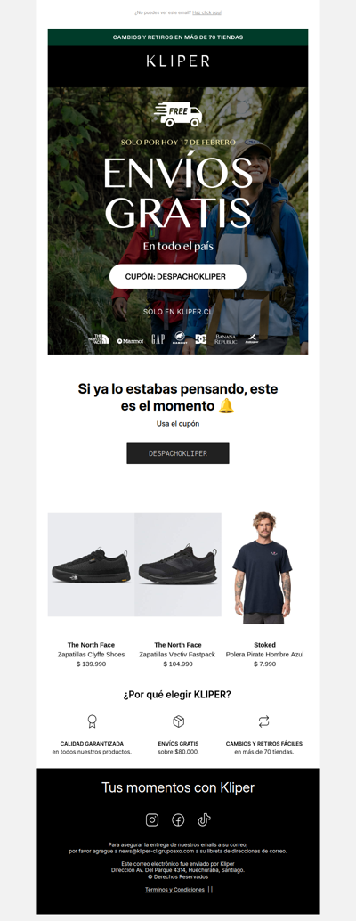 Hoy el envío es gratis en todo Kliper 🔔