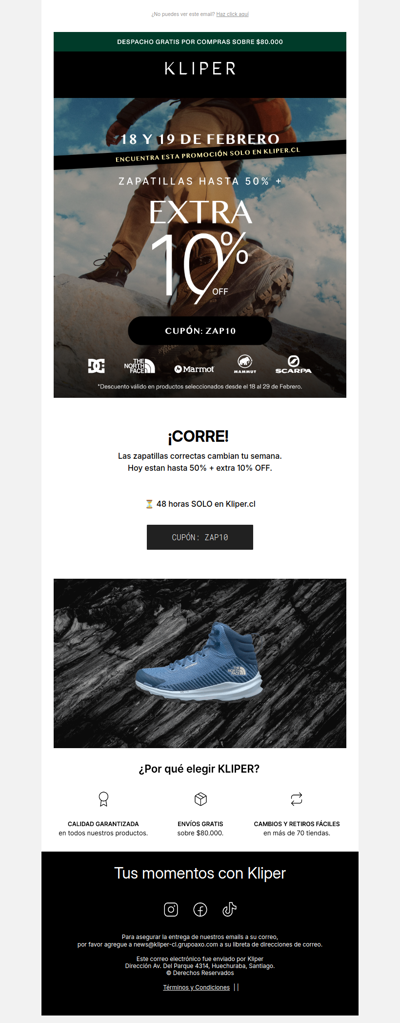 🔥 EXTRA 10% en zapatillas The north Face, DC y más