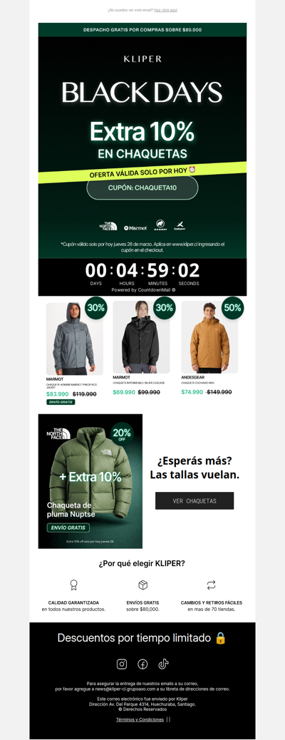 ⏰ Últimas horas: hasta 50% + 10% OFF en chaquetas