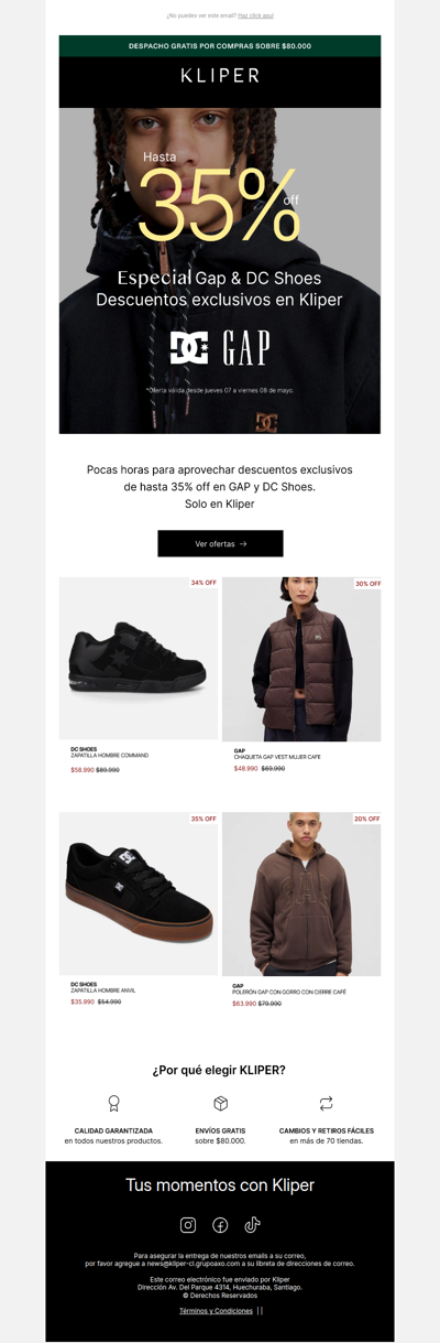 Solo 48 hrs: hasta 35% off en DC y GAP