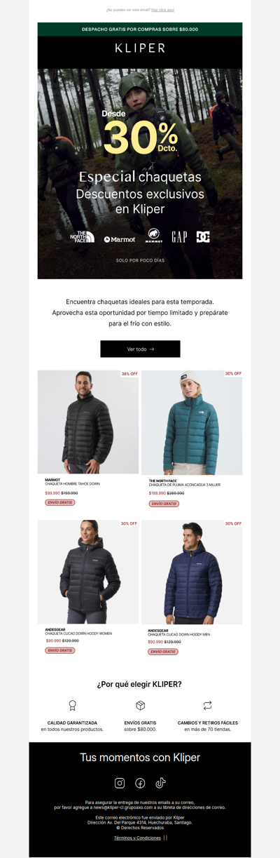 Chaquetas desde 30% OFF por pocos días