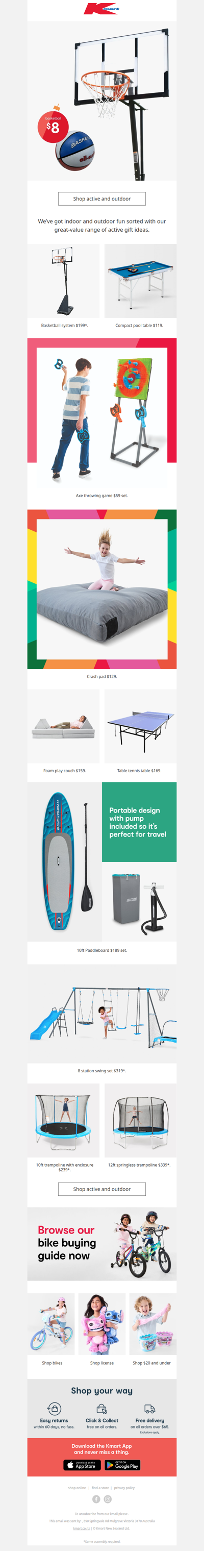 Fun active gifts from $8 🏀 🎅