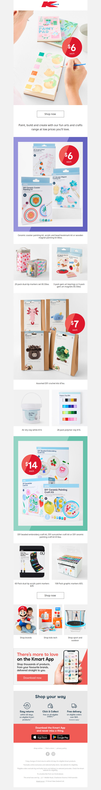 Crafty fun from $6 🎨