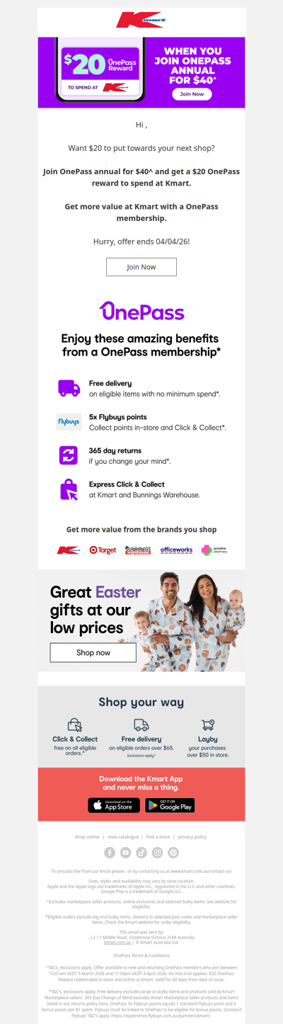 Get $20 to spend on your next Kmart shop!