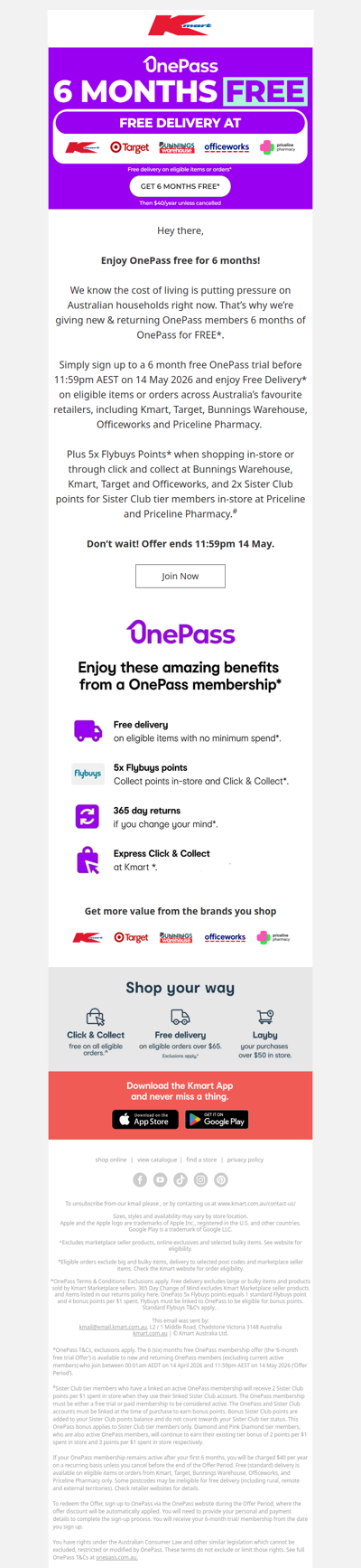 Get a OnePass free trial for 6 months