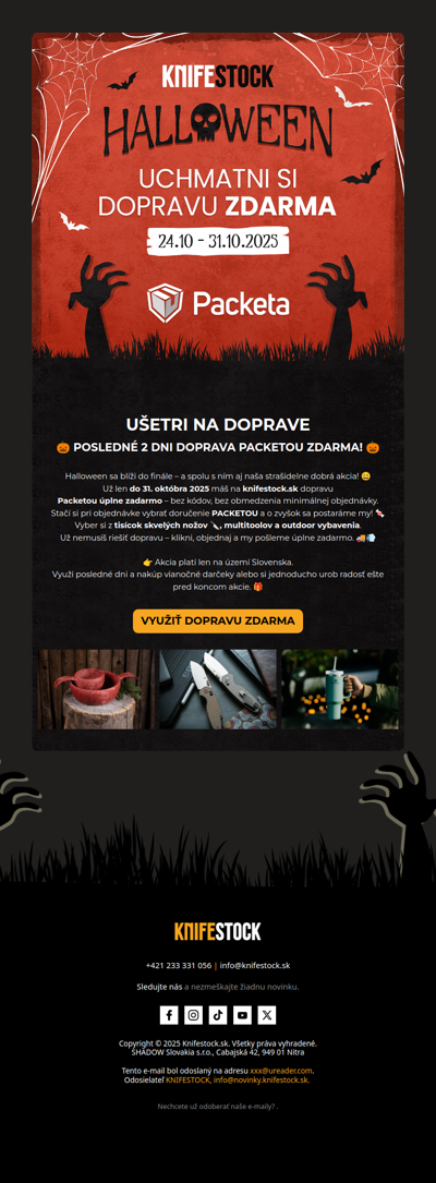 Už len 2 dni! Doprava zdarma sa končí ⏰