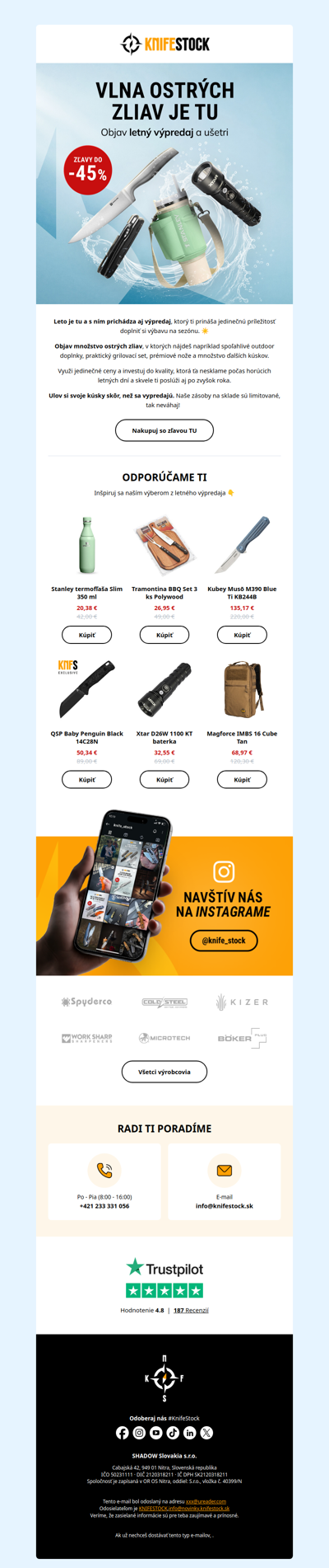 LETNÝ VÝPREDAJ JE TU: Ušetri až -45 % ☀️