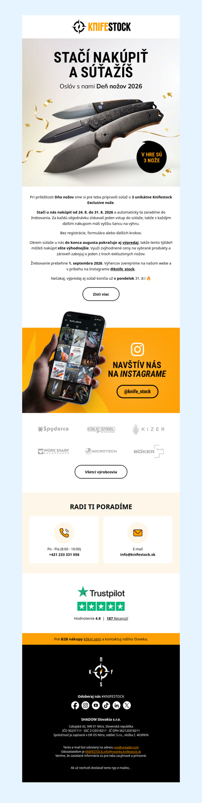 SÚŤAŽ: Nakúp a vyhraj exkluzívny nôž 🔥