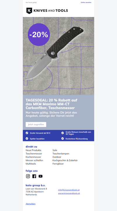 TAGESDEAL: 20 % Rabatt auf das MKM Maximo MM-CT Carbonfiber, Taschenmesser