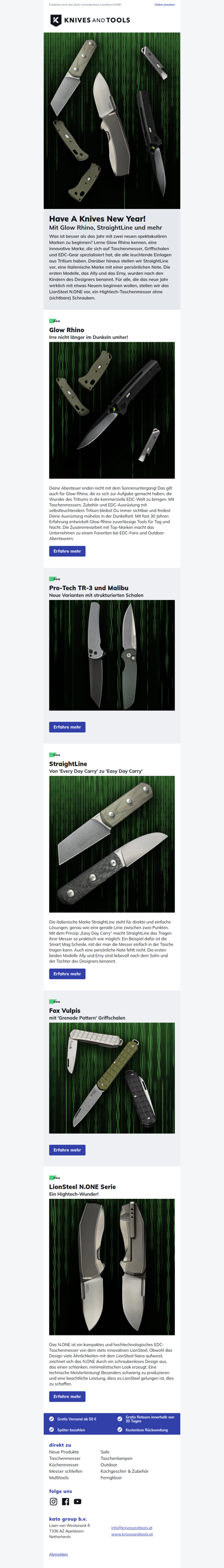 Have A Knives New Year! Mit den neuen Marken Glow Rhino und StraightLine