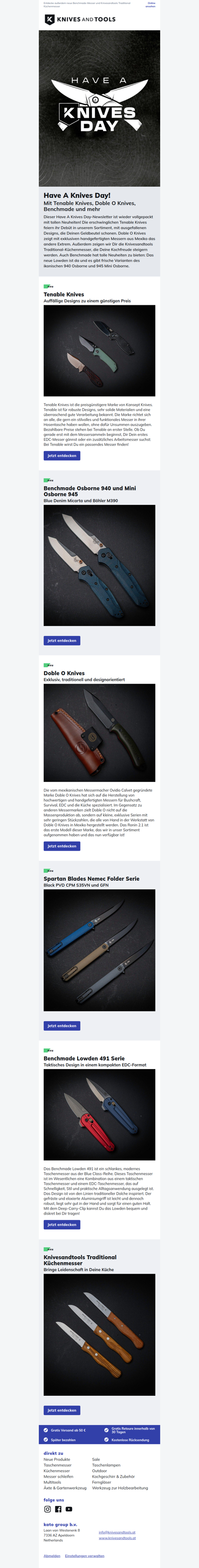 Have A Knives Day! Mit neuen Marken wie Tenable Knives und Doble O Knives