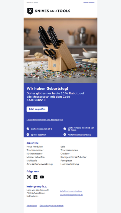 10 % Rabatt auf alle Messersets