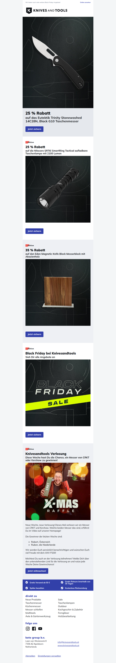 25 % Rabatt auf das Eutektik Trinity Stonewashed 14C28N, Black G10 Taschenmesser