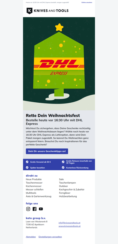 Erhalte Deine Geschenke rechtzeitig zu Weihnachten