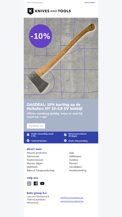 DAGDEAL: 10% korting op de Hultafors HY 10-0,9 SV hakbijl