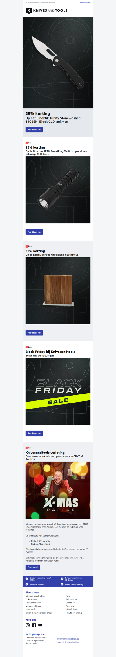 25% korting op het Eutektik Trinity Stonewashed 14C28N, Black G10, zakmes