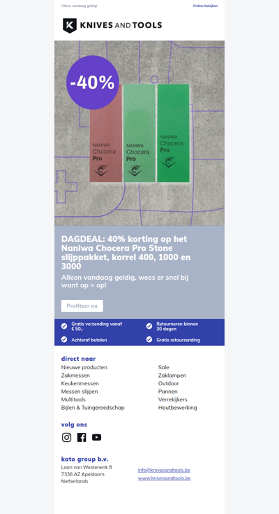 DAGDEAL: 40% korting op het Naniwa Chocera Pro Stone slijppakket, korrel 400, 1000 en 3000