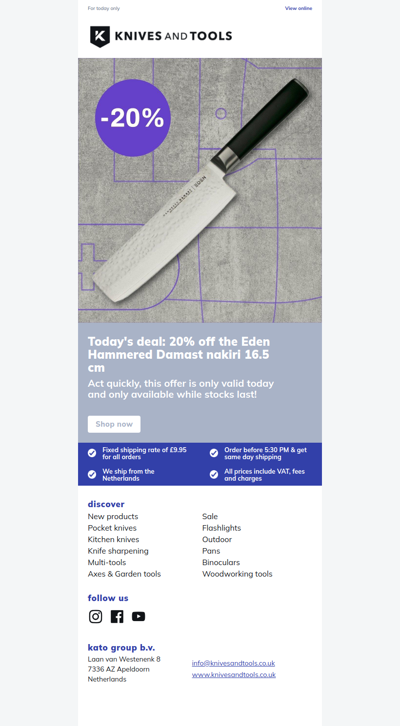 DEAL OF THE DAY: 20% off the Eden Hammered Damast nakiri 16.5 cm