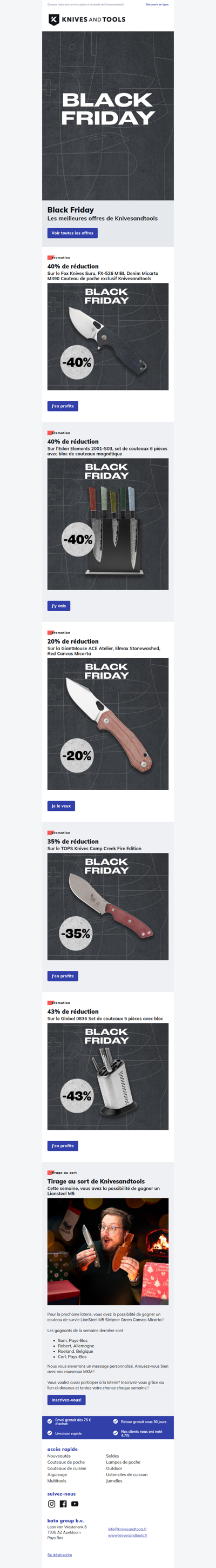 Les meilleures offres du Black Friday chez Knivesandtools!